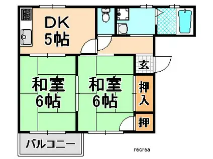 辰巳ハイツ(2DK/2階)の間取り写真