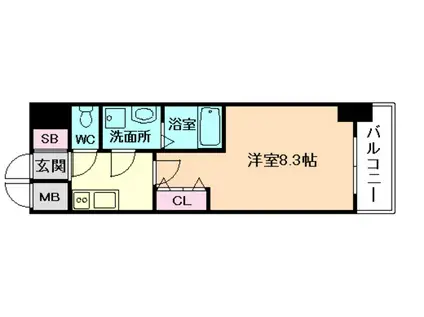エスリード大阪グランゲート(1K/3階)の間取り写真