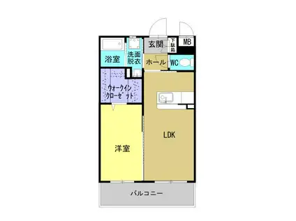 都城下川東2丁目マンション(1LDK/1階)の間取り写真