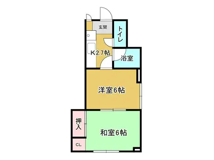 中央ハイツ(2K/2階)の間取り写真