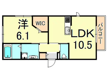 シャロームナカムラ3番館 北棟(1LDK/3階)の間取り写真