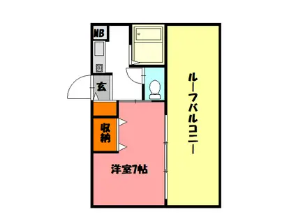 パレス西江井島(1K/3階)の間取り写真