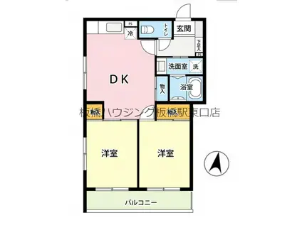 メゾンタカノハVI(2DK/3階)の間取り写真