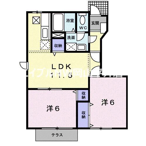 シャルマン・シャトレB(2LDK/1階)の間取り写真