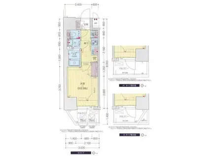 プレサンス大須観音ビザリア(1K/15階)の間取り写真