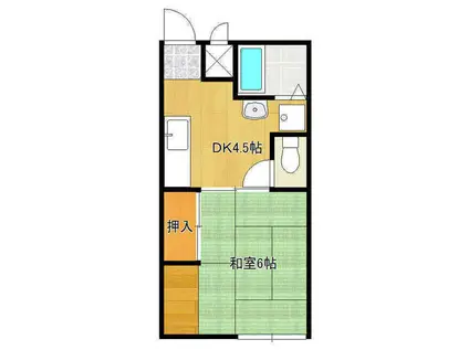 コーポひまわり(1DK/1階)の間取り写真