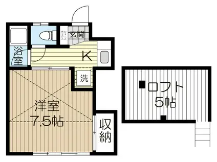 スワンレイクK(1K/2階)の間取り写真