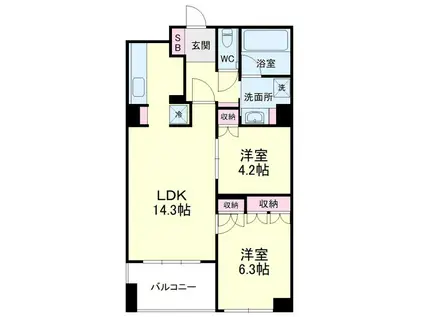 アートフォルム元城(2LDK/3階)の間取り写真