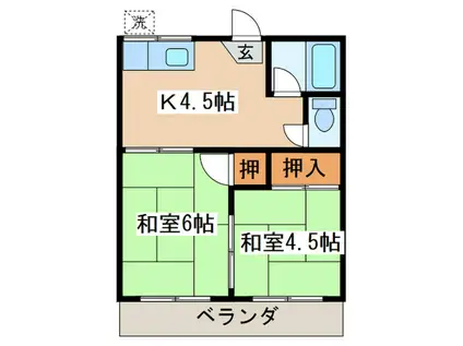 城山ハイム(2K/2階)の間取り写真