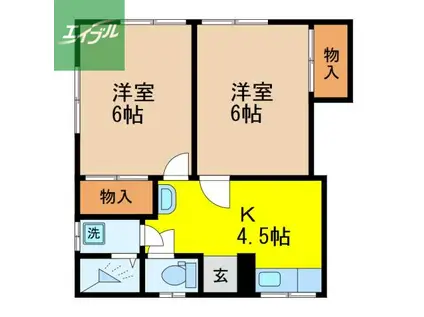 オルセー大手町(2K/2階)の間取り写真