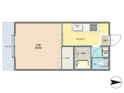 コーポグリーン(1K/2階)の間取り写真