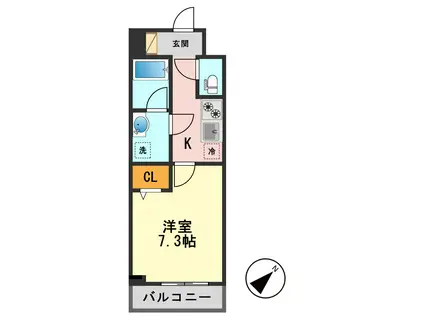 クレヴィスタ柴又(1K/2階)の間取り写真