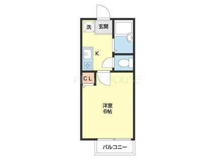 垣本ハイツIV(1K/1階)の間取り写真