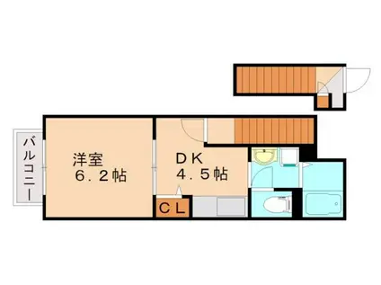 ハイツ雅(1DK/2階)の間取り写真