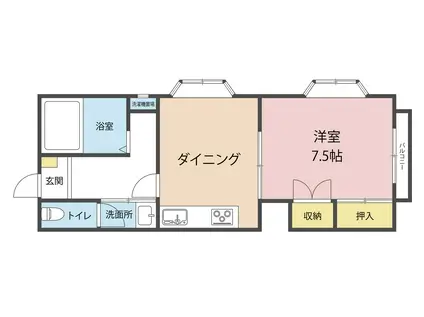 ユナイテッド羽屋(1DK/1階)の間取り写真