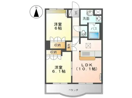 アベニール弐番館(2LDK/1階)の間取り写真