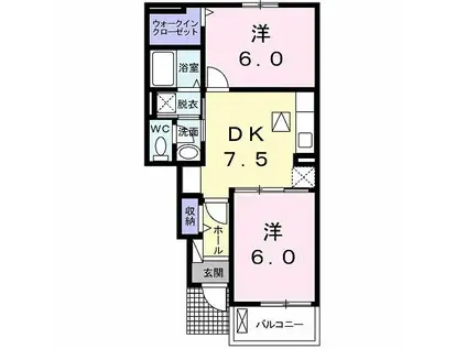 HINATA REN II(2DK/1階)の間取り写真