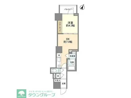 パティオ神田(1DK/10階)の間取り写真