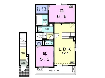 ソラーレ ローザI(2LDK/2階)の間取り写真