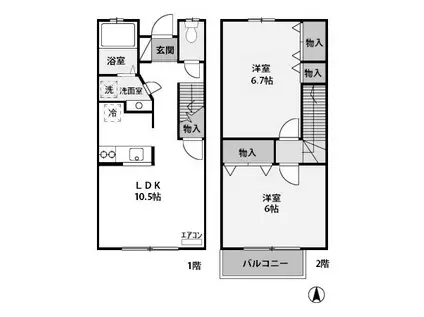 メゾネット南雲(2LDK/1階)の間取り写真