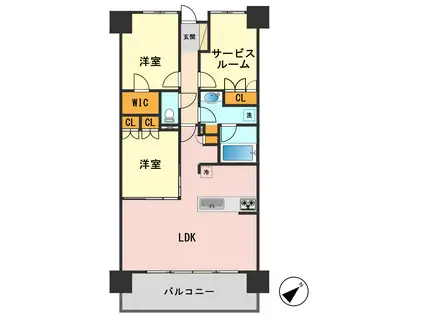 アーバンパーク船堀(2SLDK/1階)の間取り写真