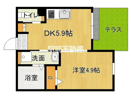 DREAMSTAGE姪浜南AGLITTE(1DK/1階)の間取り写真