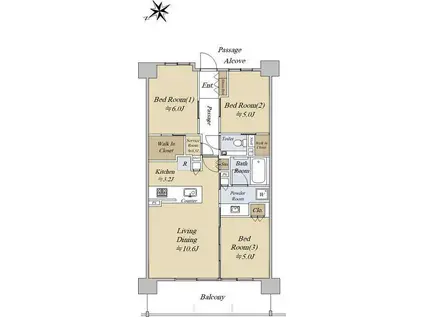 シティハウス吉祥寺北町(3LDK/4階)の間取り写真