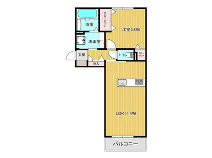 パークヴィラ杉水IV(1LDK/1階)の間取り写真