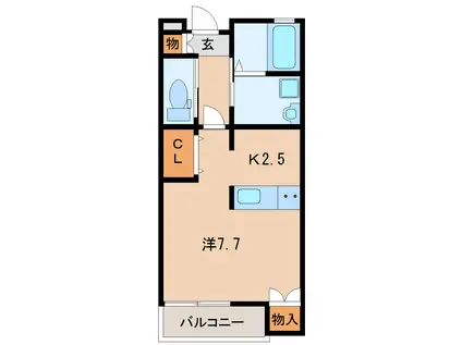 ＪＲ常磐線 水戸駅 徒歩25分 2階建 築7年(1K/2階)の間取り写真