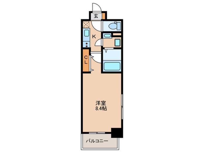 ルーカス 武之橋(1K/2階)の間取り写真
