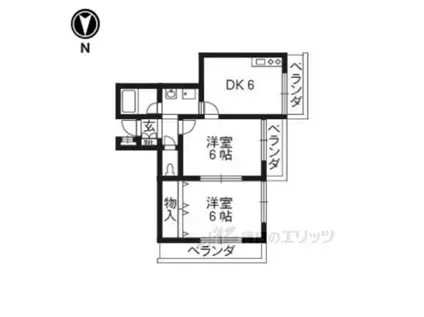 シティーハウス1番館(2DK/3階)の間取り写真