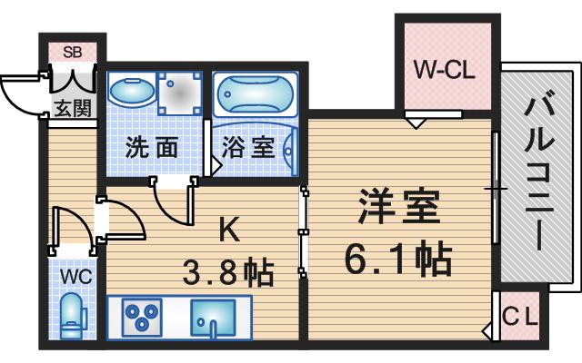 アルバス上野東(1K/2階)の間取り写真