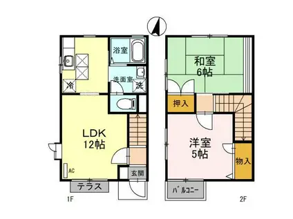 アネックスC棟(2LDK/1階)の間取り写真