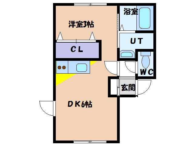 ハイツスドウ6(1DK/1階)の間取り写真