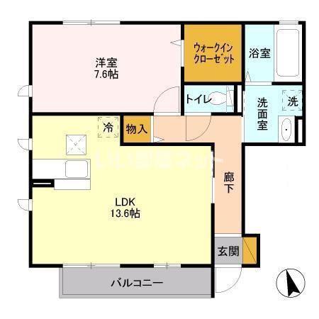 パークドプランタンI(1LDK/1階)の間取り写真