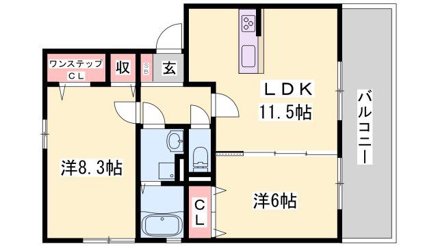 サニーハイツ平田(2LDK/2階)の間取り写真