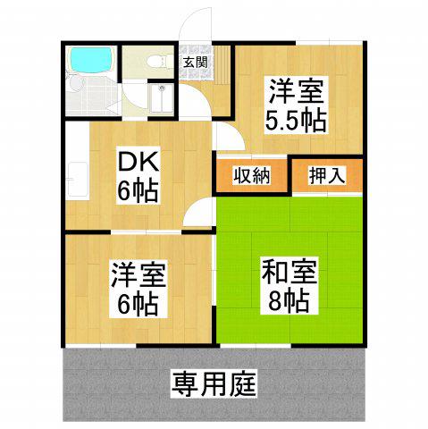 メゾン・ラフォーレI・II(3DK/2階)の間取り写真
