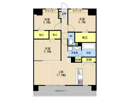 LIBTH光の森(3LDK/14階)の間取り写真