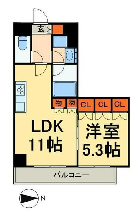 パークハビオ上野3丁目 9階階 間取り