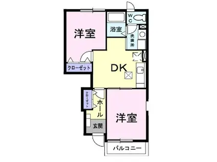パストラル B棟(2DK/1階)の間取り写真