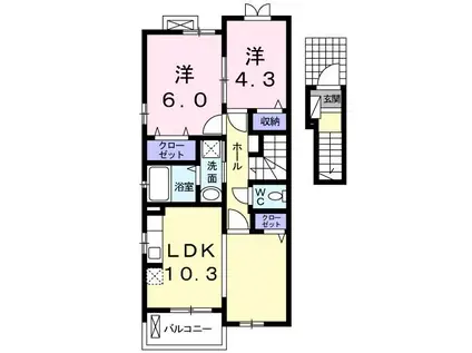 アルグ・ソラーレ(2LDK/2階)の間取り写真