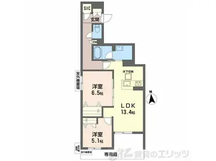 カーメスト プレイス(2LDK/1階)の間取り写真