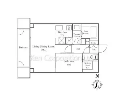 ウィズ原宿レジデンス(1LDK/6階)の間取り写真