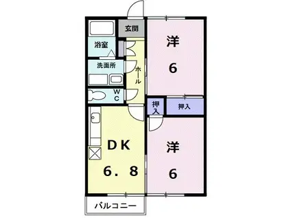 サンドリーム(2DK/1階)の間取り写真