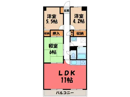 フォレストマンション(3LDK/3階)の間取り写真