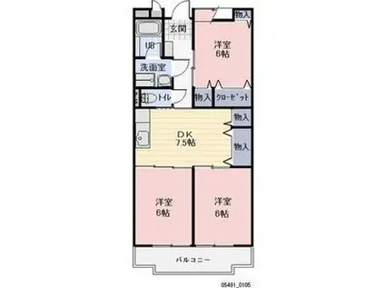 エクセレンス(3DK/3階)の間取り写真