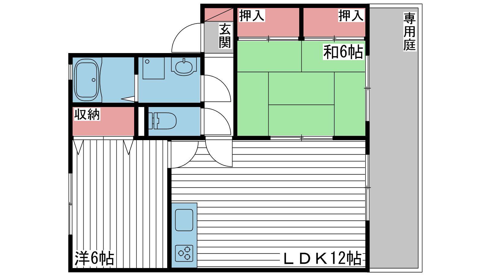 ビゴレ雅 B棟(2LDK/2階)の間取り写真