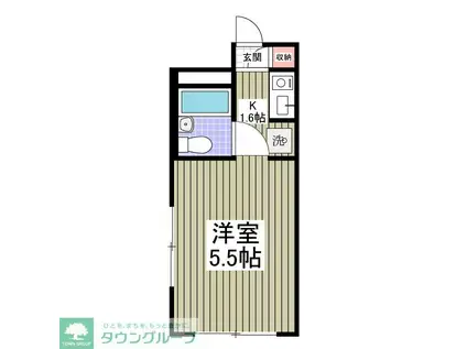 クロノス東青梅(ワンルーム/2階)の間取り写真