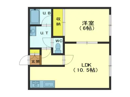 カーサ湯の浜II(1LDK/2階)の間取り写真