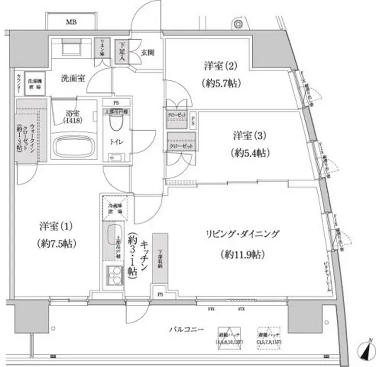 パークハビオ渋谷本町レジデンス 7階階 間取り